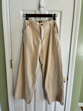 Andy & Evan Women's Wide-Leg Corduroy Pants in Light Beige